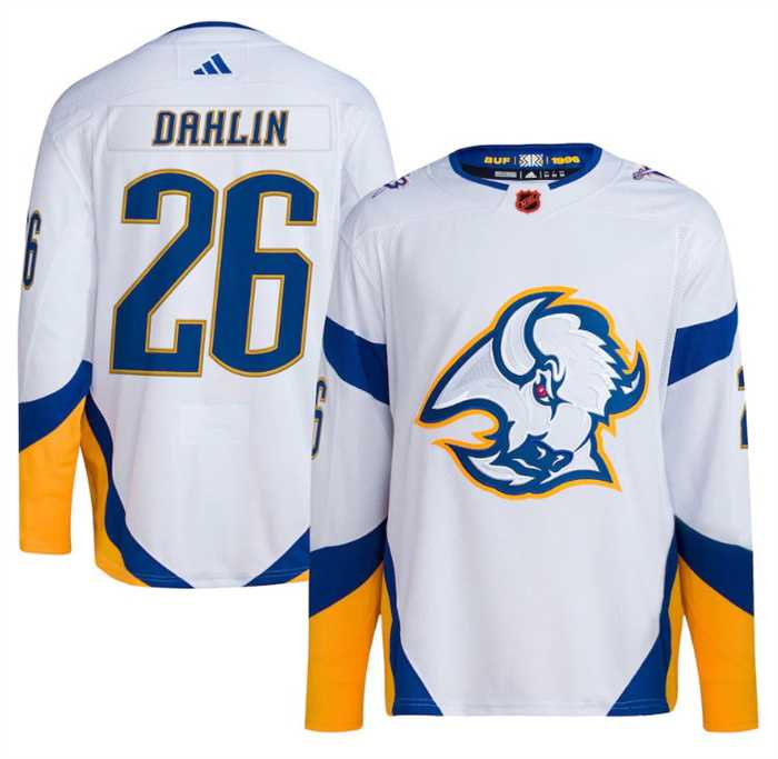 Mens Buffalo Sabres #26 Rasmus Dahlin White 2022-23 Reverse Retro Stitched Jersey Dzhi